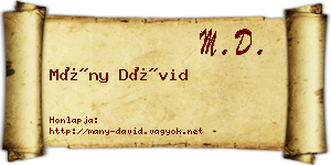 Mány Dávid névjegykártya